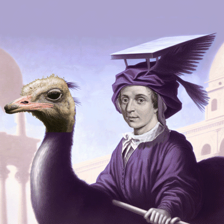 Leonardo Fibonacci and his ostrich companion